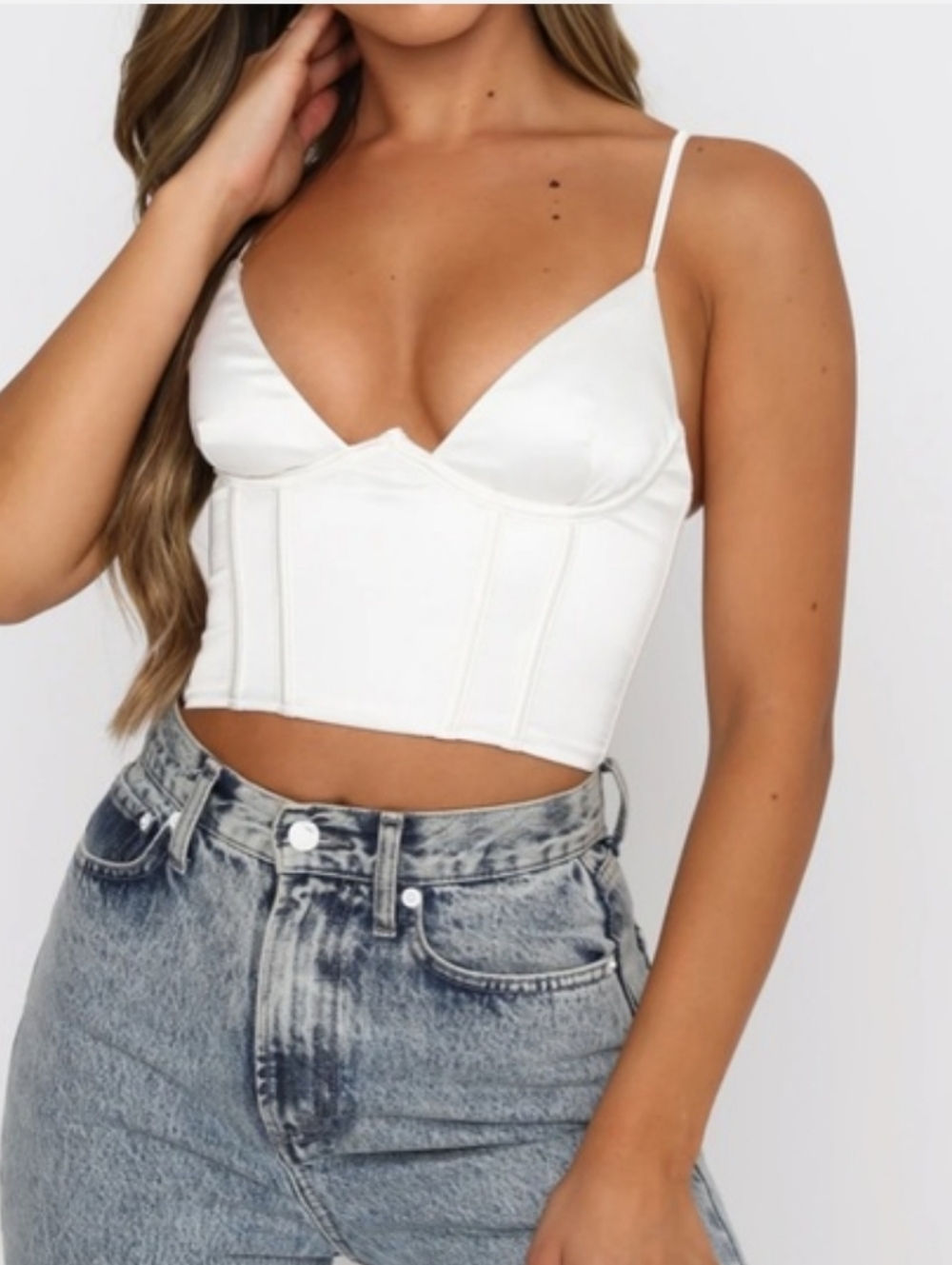 White Fox Boutique New Acacia Bustier Crank Top White Medium